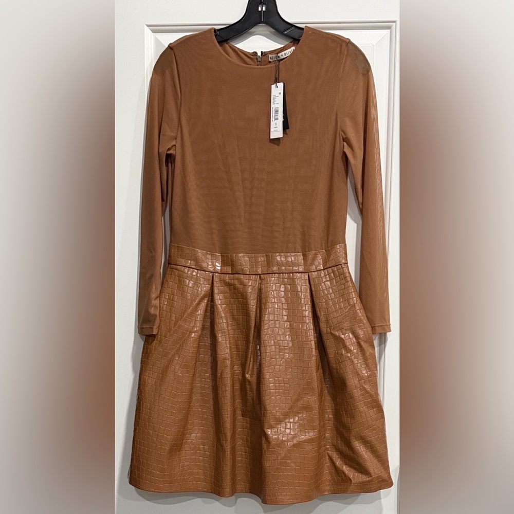 Alice + Olivia Camel Long Sleeve Dress